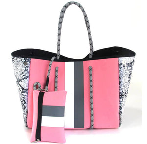 Pink Snakeskin Neoprene Purse